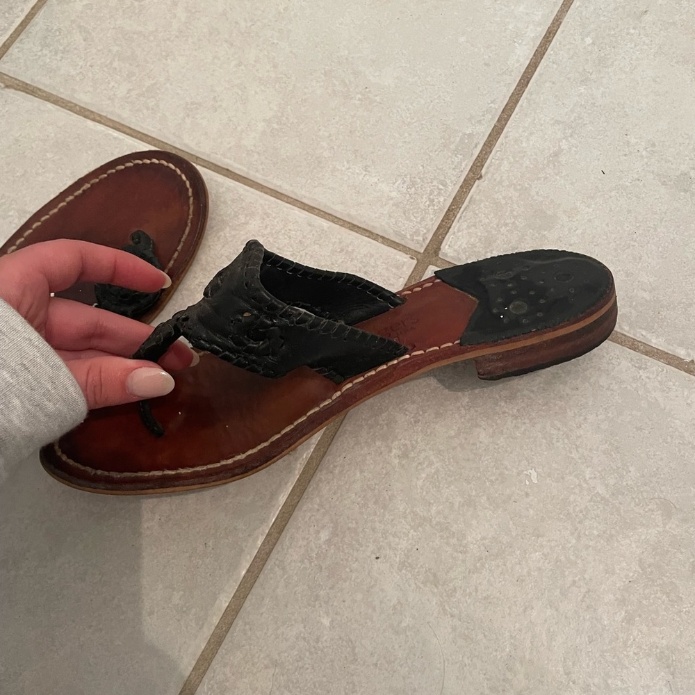 Black leather jack Rodger sandals